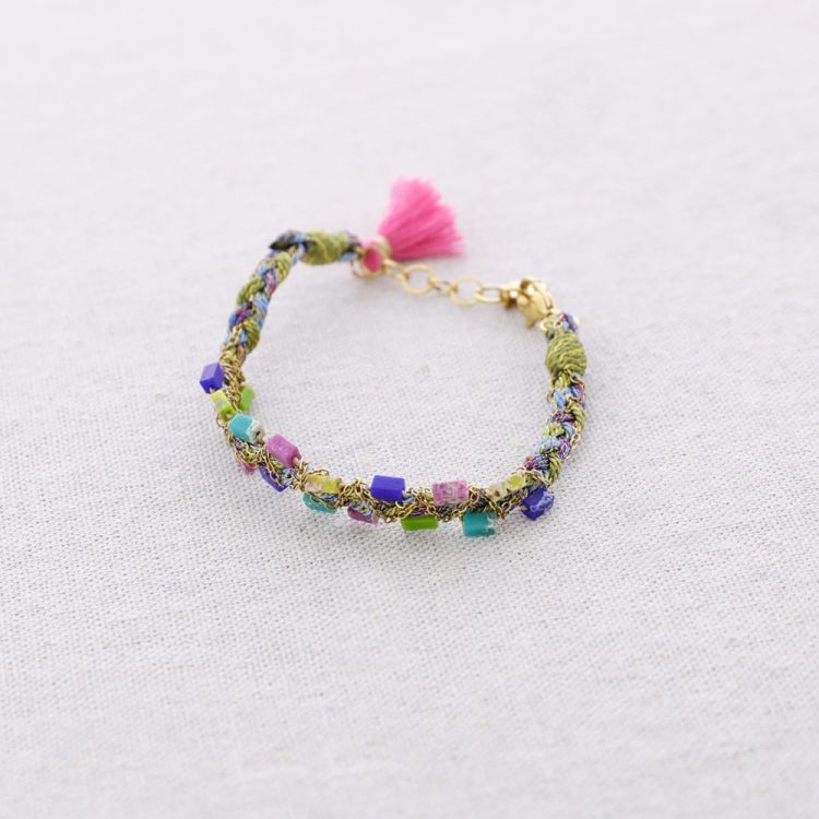 PULSERA ACERO HILO TRENZADO PIEDRAS 2