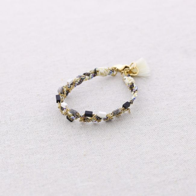 STEEL BRACELET BRAIDED THREAD STONES