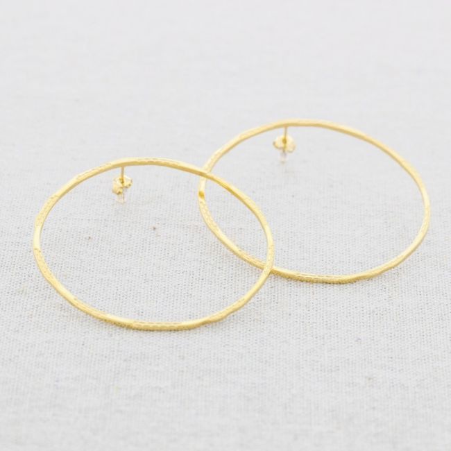 6.5CM FLAT DRAWING STEEL HOOP EARRINGS
