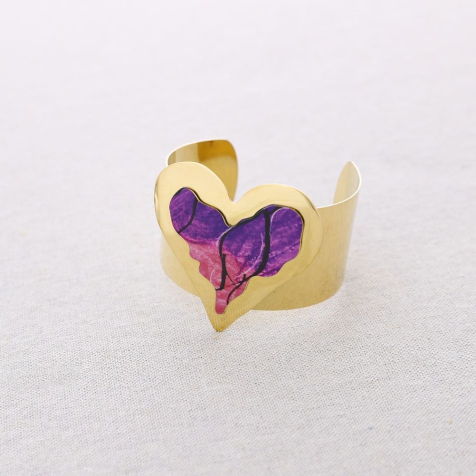 PULSERA ACERO AJUSTABLE CORAZÓN DIBUJO
