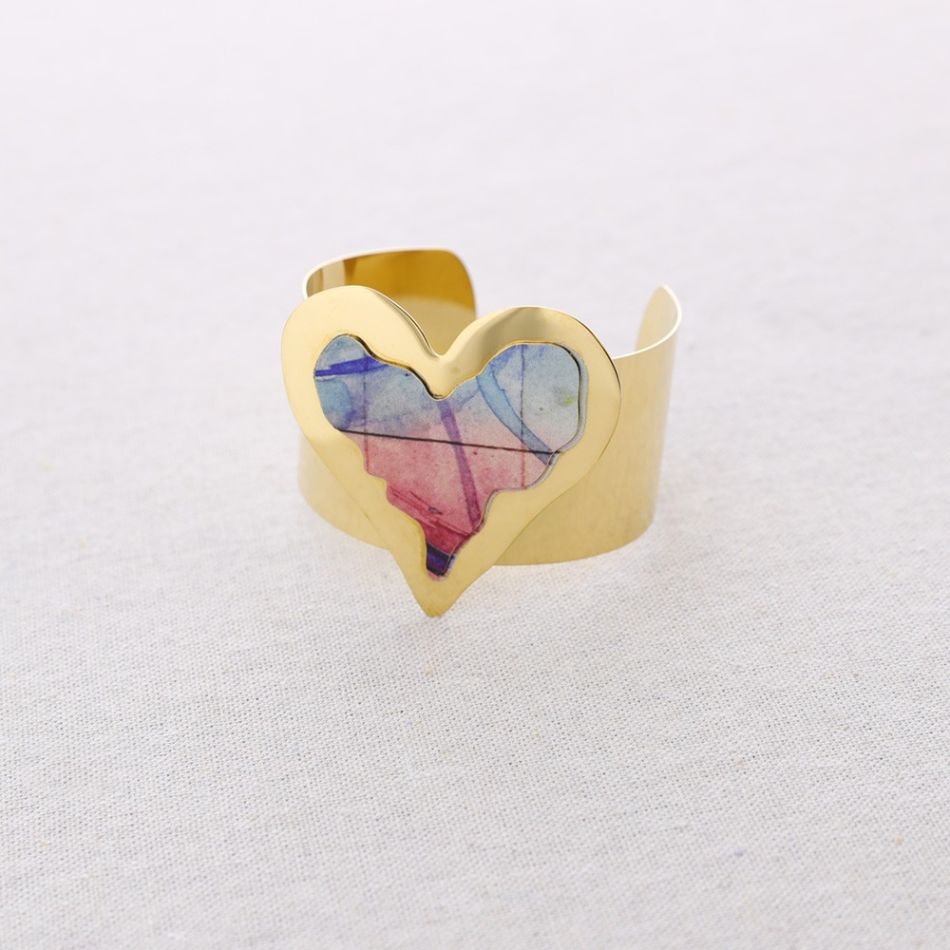 HEART ADJUSTABLE STEEL BRACELET DRAWING