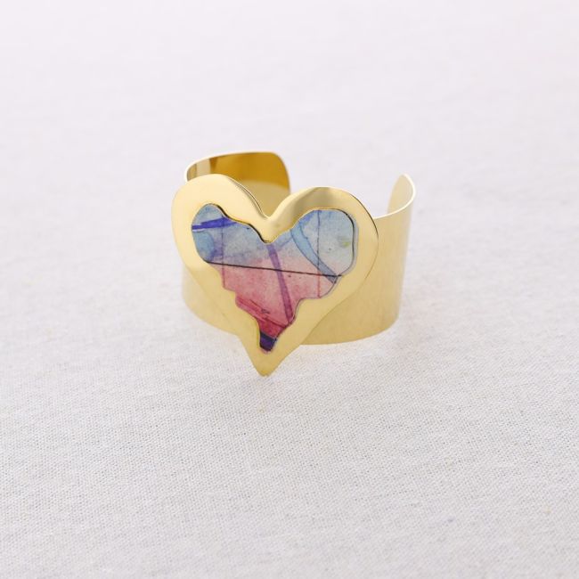 HEART ADJUSTABLE STEEL BRACELET DRAWING