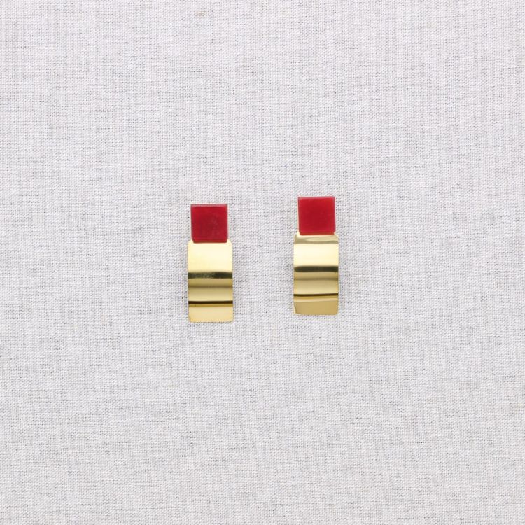 PENDIENTES ACERO FORMA GEOMÉTRICA PIEDRA 2