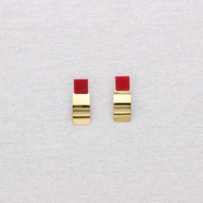 PENDIENTES ACERO FORMA GEOMÉTRICA PIEDRA
