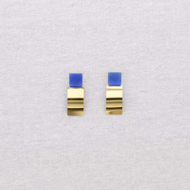 PENDIENTES ACERO FORMA GEOMÉTRICA PIEDRA