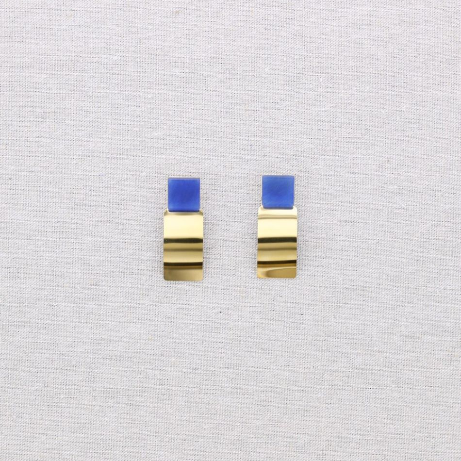 PENDIENTES ACERO FORMA GEOMÉTRICA PIEDRA