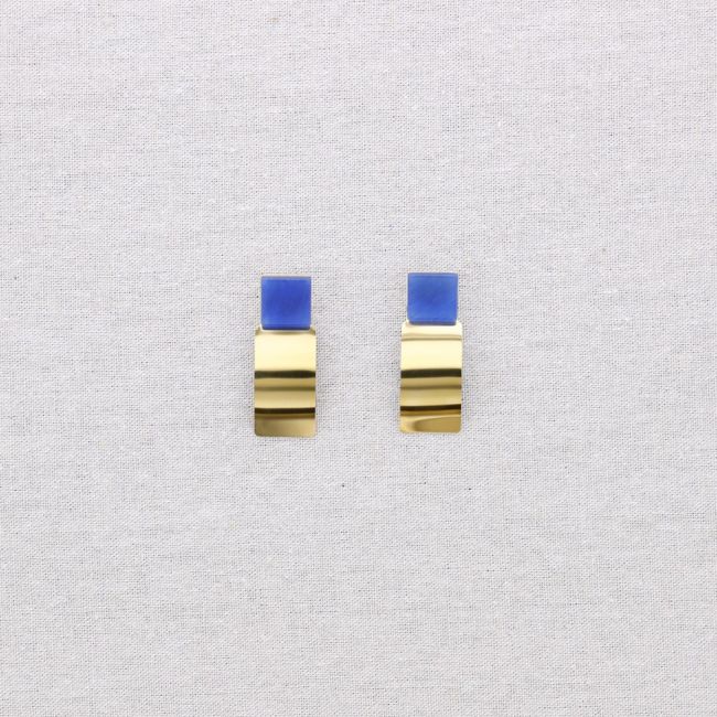 STEEL EARRINGS GEOMETRIC SHAPE STONE