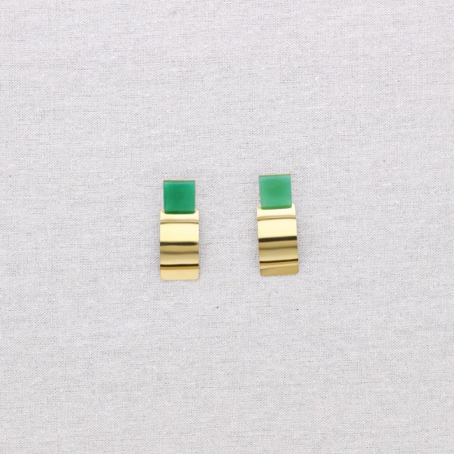 PENDIENTES ACERO FORMA GEOMÉTRICA PIEDRA