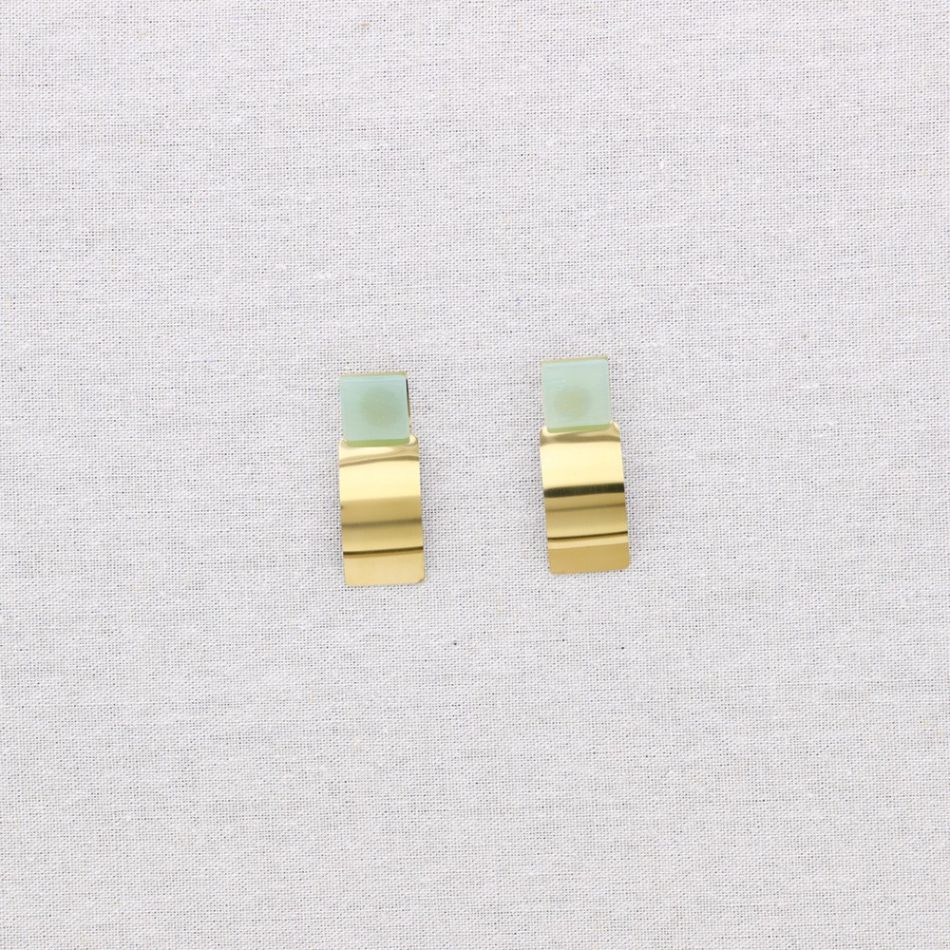 PENDIENTES ACERO FORMA GEOMÉTRICA PIEDRA