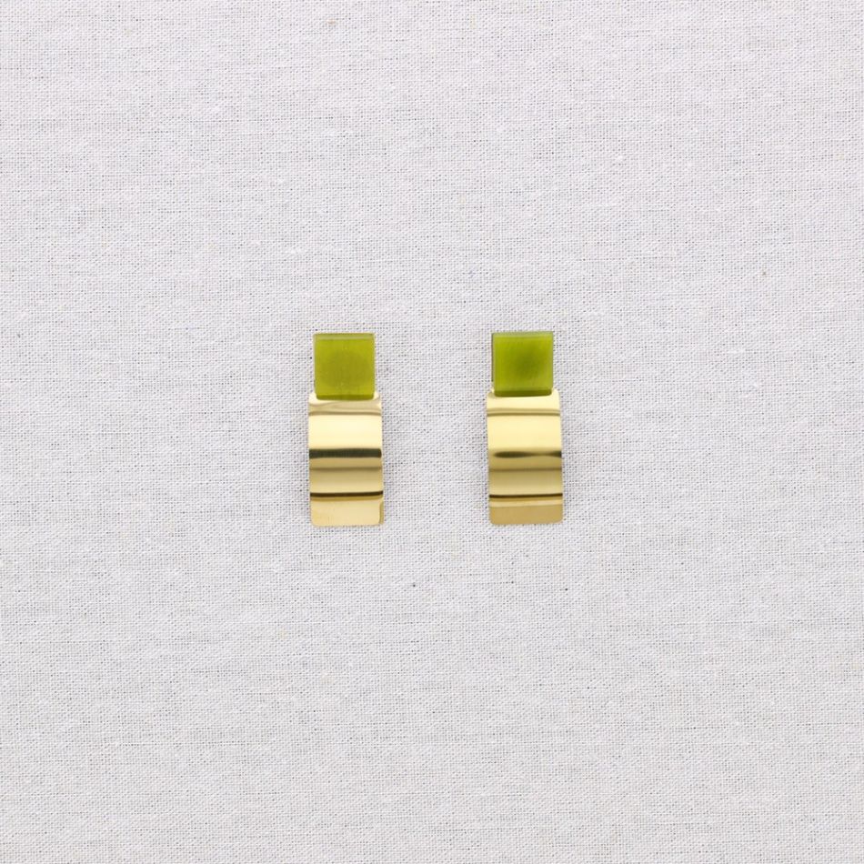 PENDIENTES ACERO FORMA GEOMÉTRICA PIEDRA