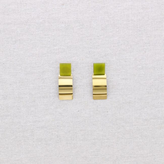 PENDIENTES ACERO FORMA GEOMÉTRICA PIEDRA