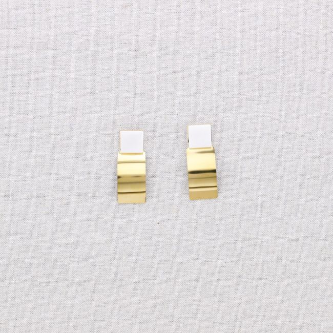STEEL EARRINGS GEOMETRIC SHAPE STONE