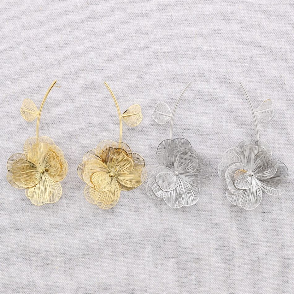 PENDIENTES ACERO COLGANTE FLOR FILIGRANA