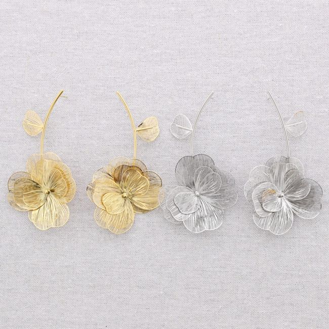 PENDIENTES ACERO COLGANTE FLOR FILIGRANA