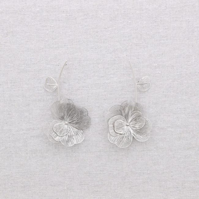 STEEL FILIGREE FLOWER PENDANT EARRINGS
