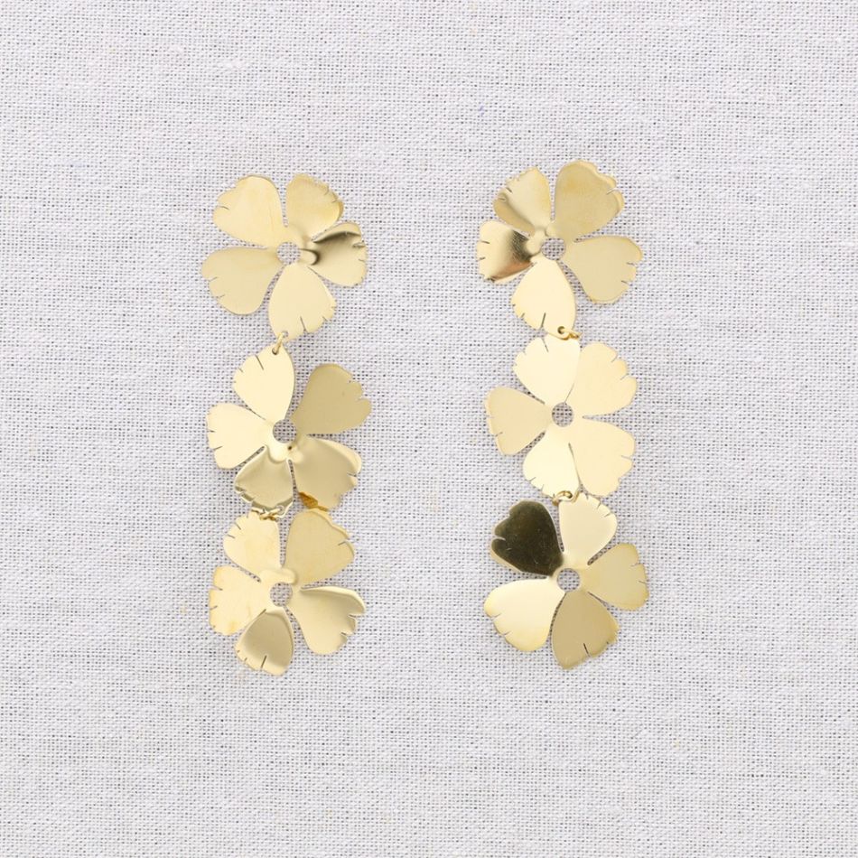 PENDIENTES ACERO COLGANTE FLORES