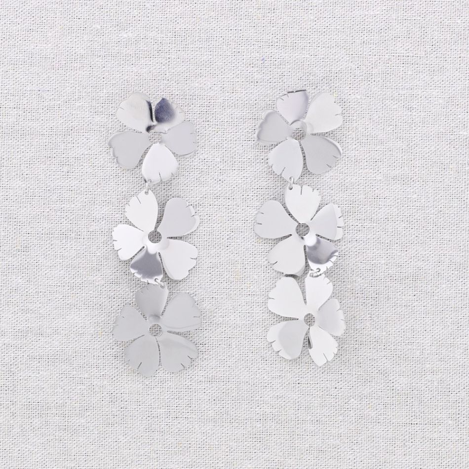 PENDIENTES ACERO COLGANTE FLORES