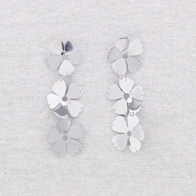 PENDIENTES ACERO COLGANTE FLORES