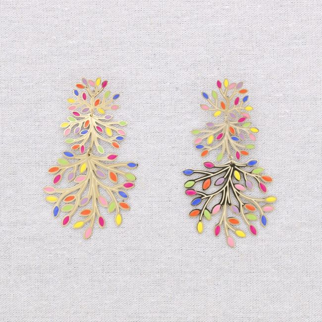 PENDIENTES ACERO COLGANTE CORALES ESMALTE