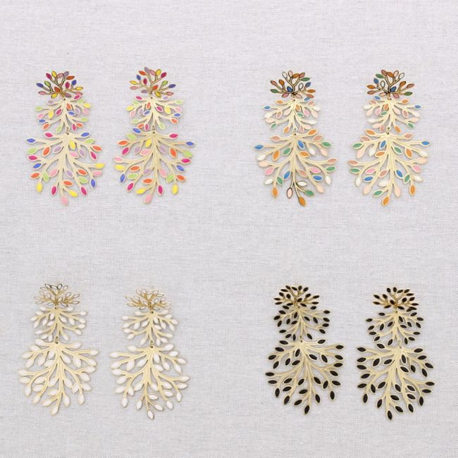 PENDIENTES ACERO COLGANTE CORALES ESMALTE