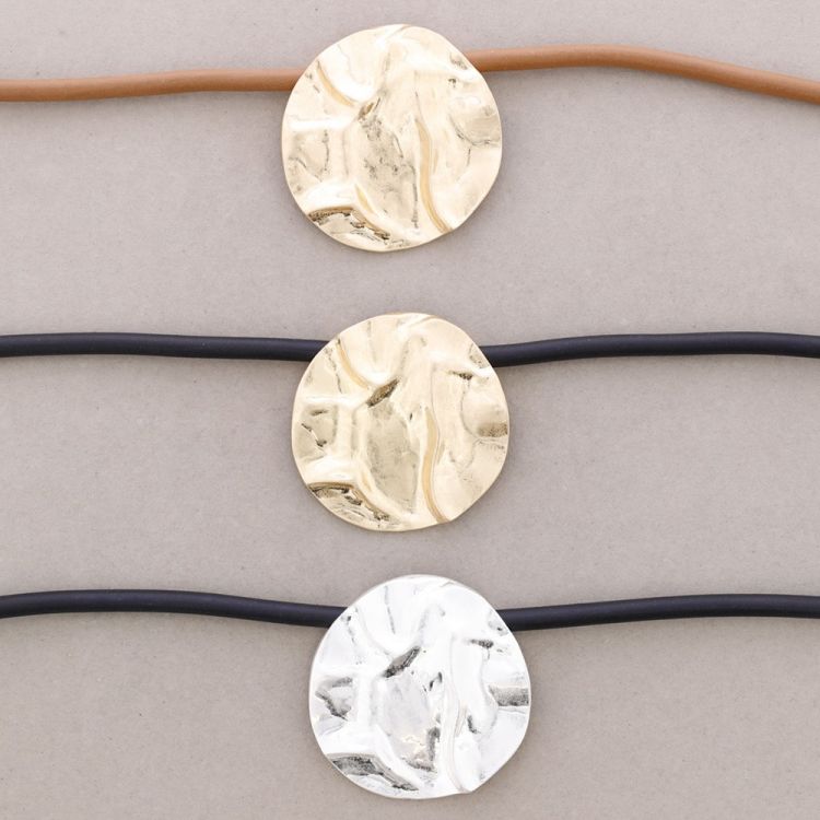 RUBBER CORD CHOKER METAL MEDALLION 2