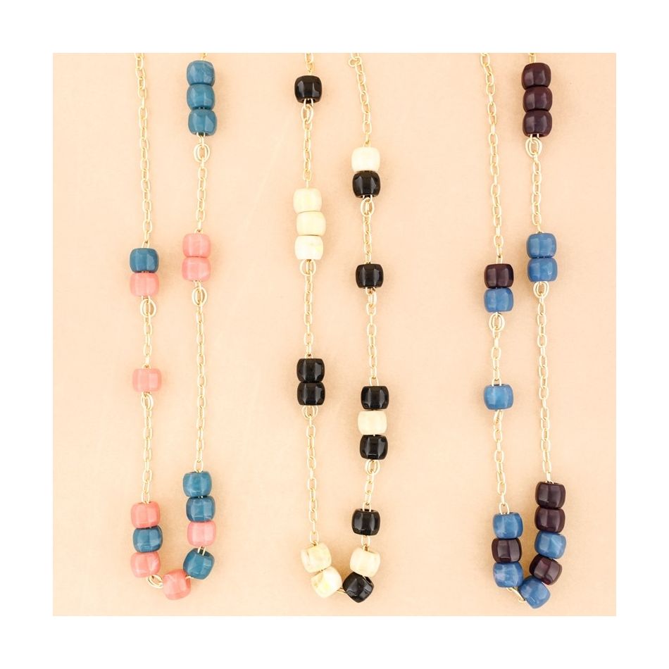 LONG RESIN BEADS CHAIN NECKLACE