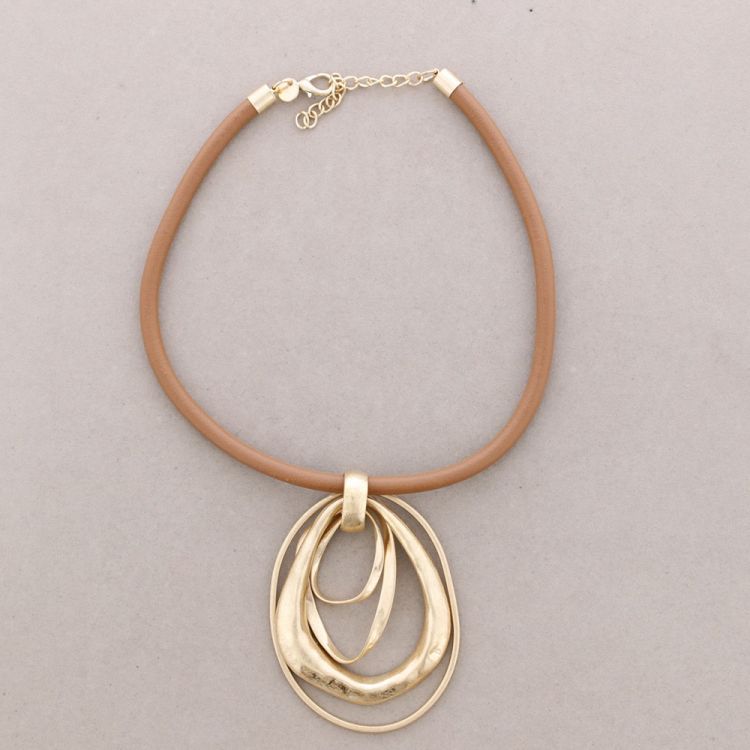 RUBBER CORD CHOKER PENDANT METAL RINGS