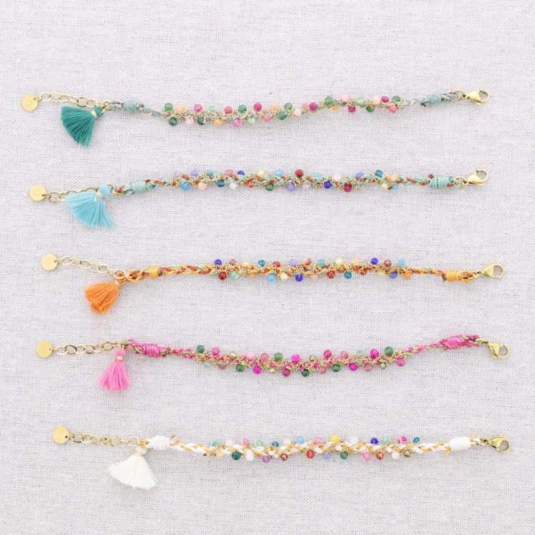STEEL BRACELET BRAIDED THREAD CRYSTALS 2