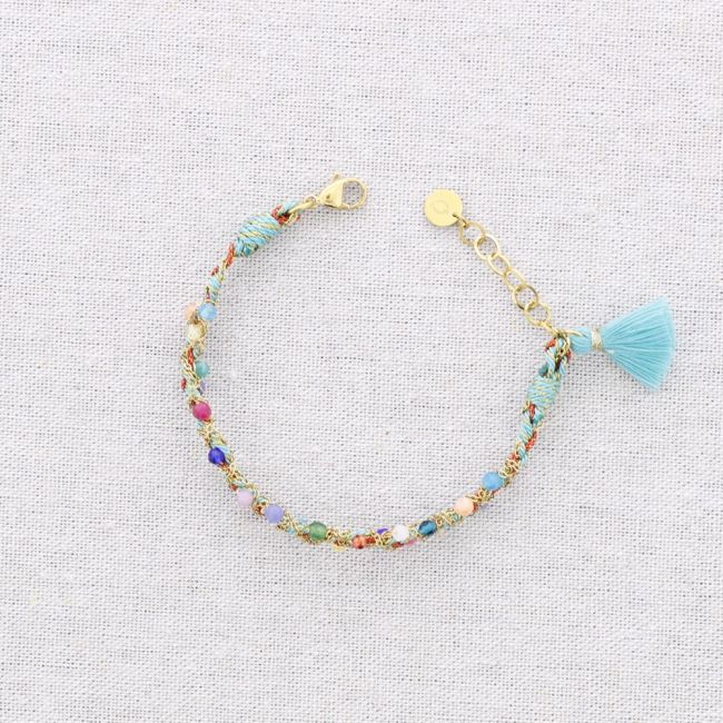 STEEL BRACELET BRAIDED THREAD CRYSTALS