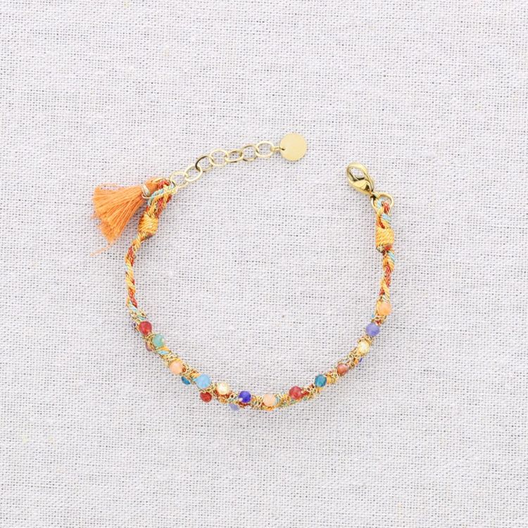 PULSERA ACERO HILO TRENZADO CRISTALES