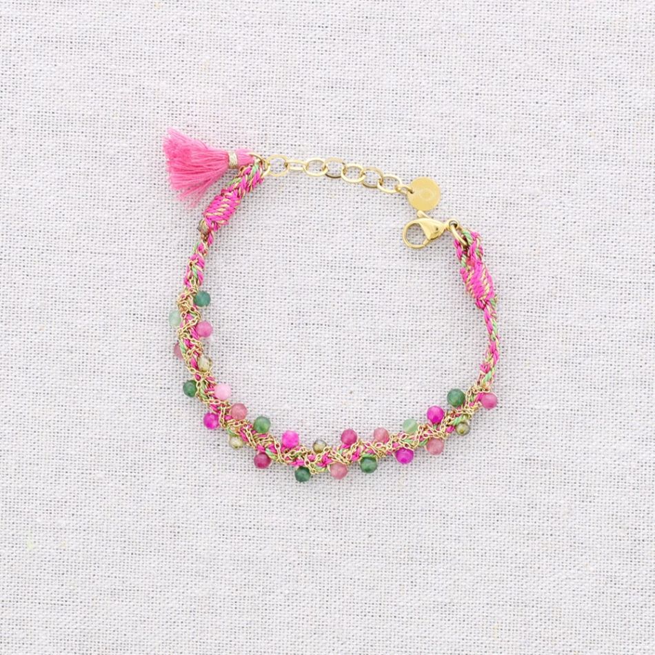 STEEL BRACELET BRAIDED THREAD CRYSTALS