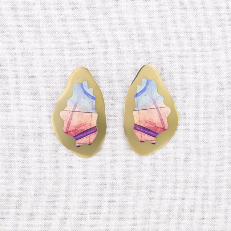 TRIANGULAR STEEL STUD EARRINGS DRAWING