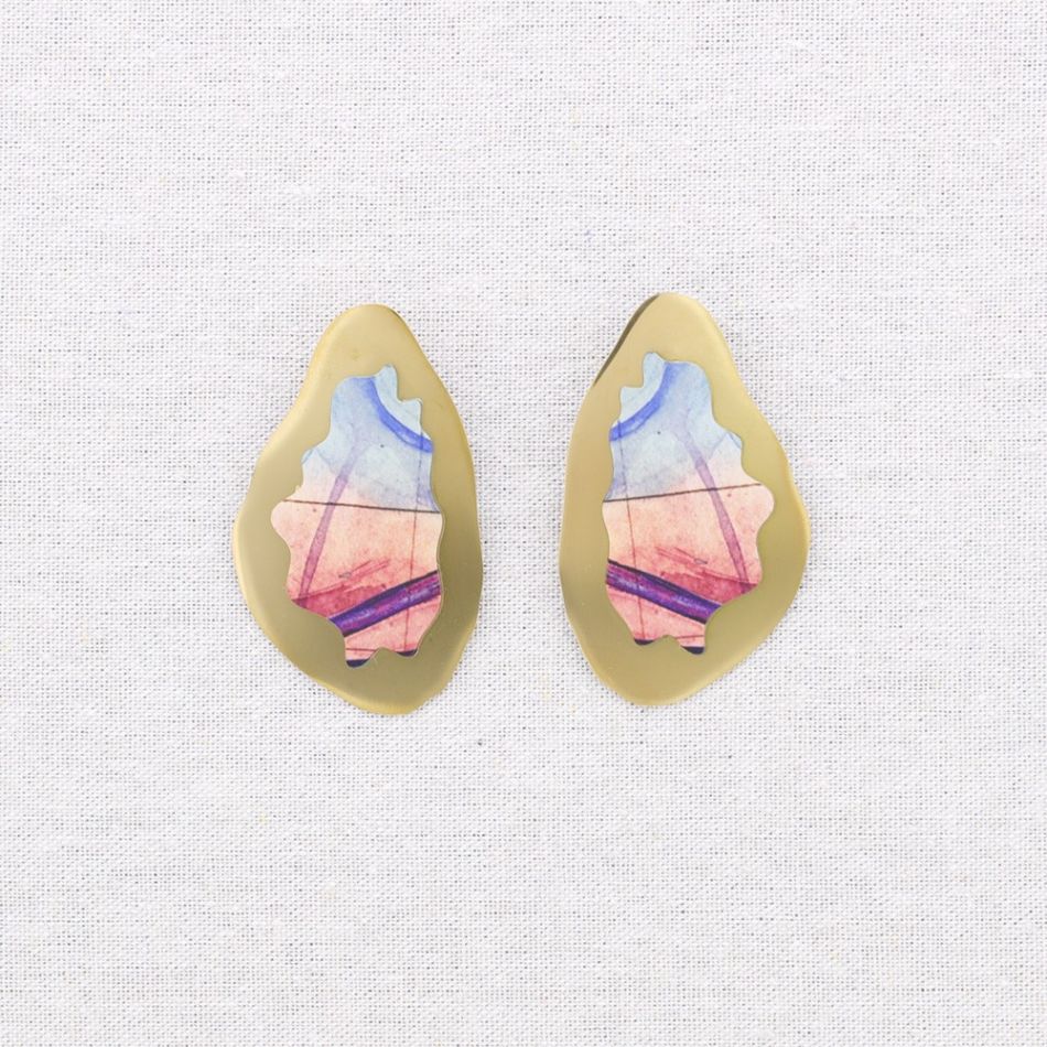 TRIANGULAR STEEL STUD EARRINGS DRAWING