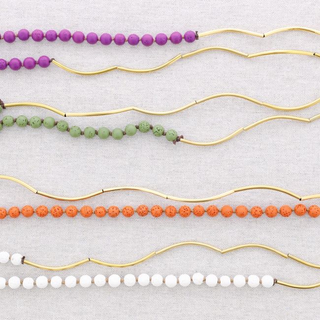 LONG STEEL NECKLACE WITH BEADS