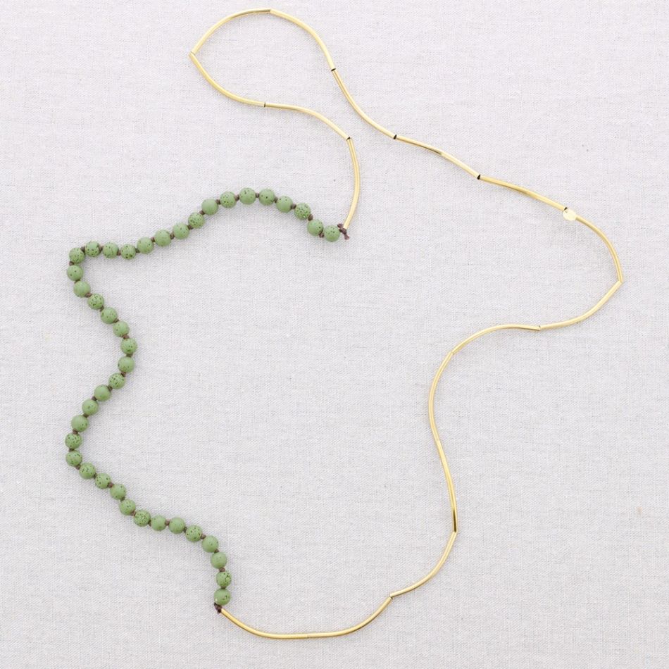 LONG STEEL NECKLACE WITH BEADS