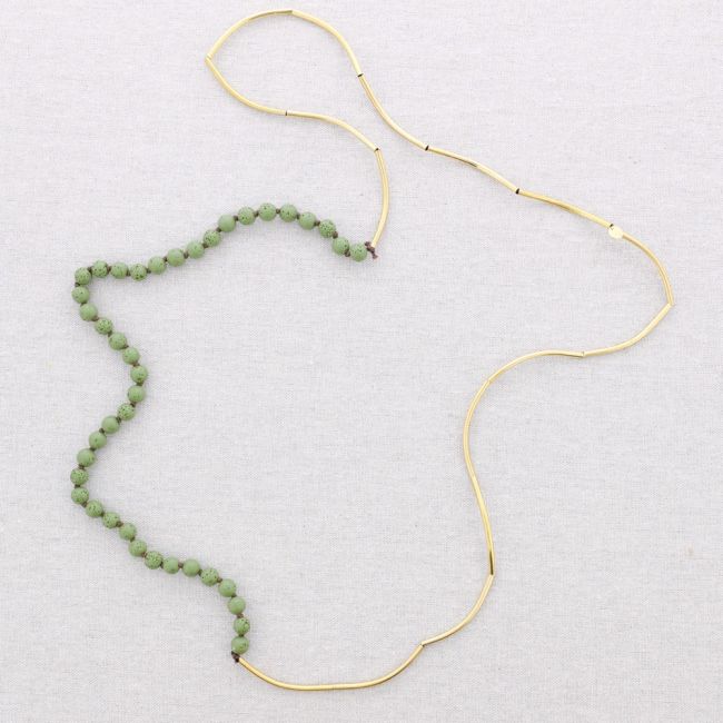 LONG STEEL NECKLACE WITH BEADS