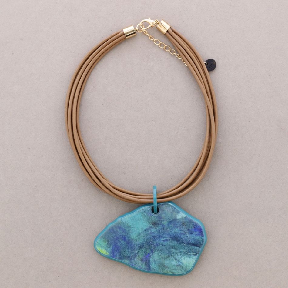 RESIN DRAWING PENDANT NECKLACE