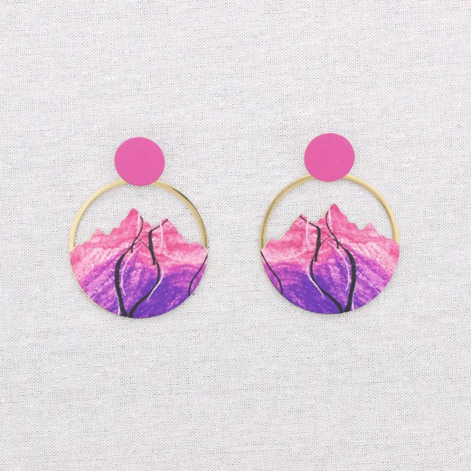 PENDIENTES ACERO COLGANTE MONTAÑA DIBUJO