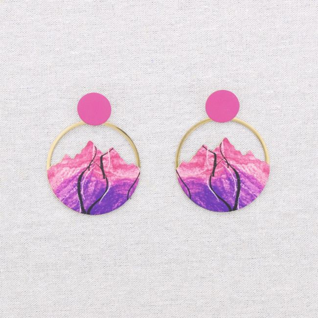 PENDIENTES ACERO COLGANTE MONTAÑA DIBUJO