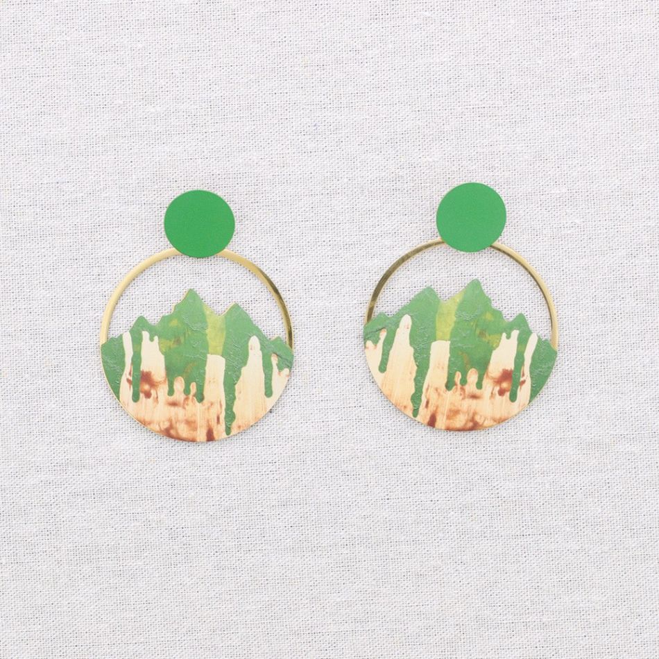 PENDIENTES ACERO COLGANTE MONTAÑA DIBUJO
