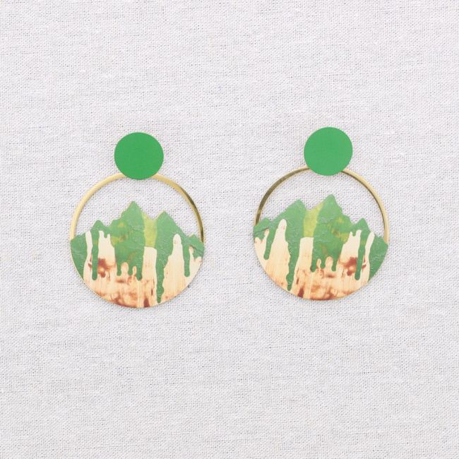 STEEL EARRINGS MOUNTAIN PENDANT DRAWING