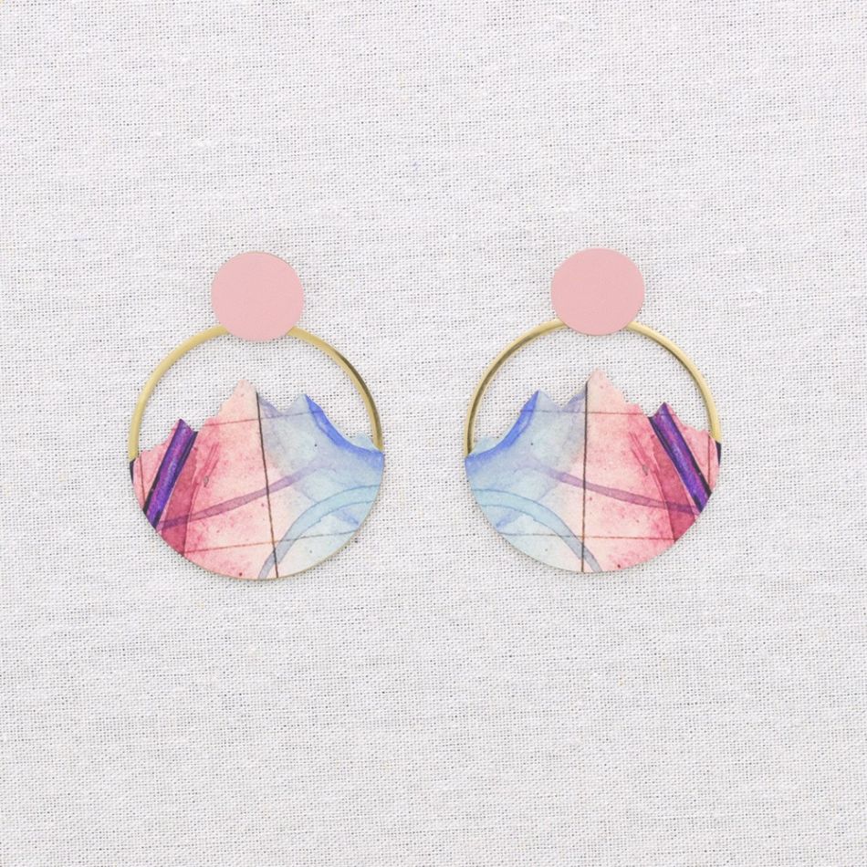 PENDIENTES ACERO COLGANTE MONTAÑA DIBUJO