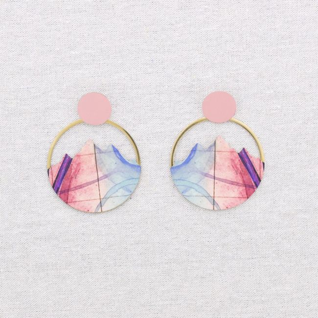 PENDIENTES ACERO COLGANTE MONTAÑA DIBUJO