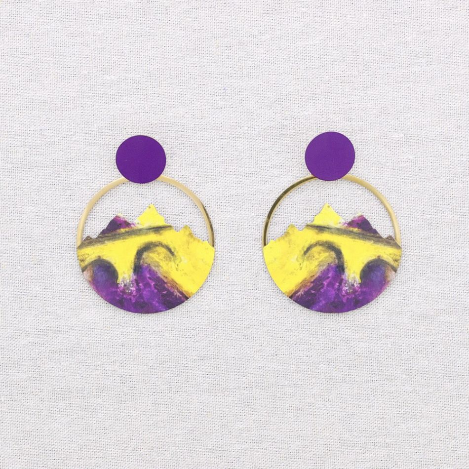 PENDIENTES ACERO COLGANTE MONTAÑA DIBUJO