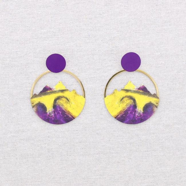 PENDIENTES ACERO COLGANTE MONTAÑA DIBUJO