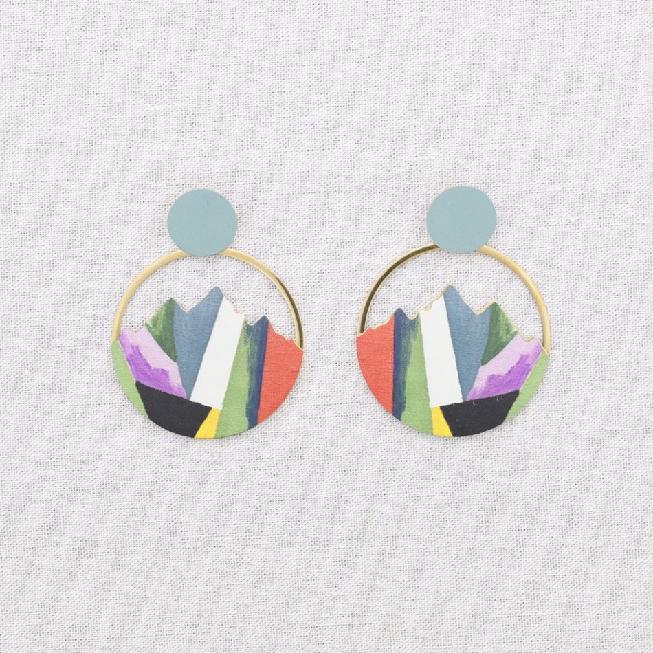 PENDIENTES ACERO COLGANTE MONTAÑA DIBUJO