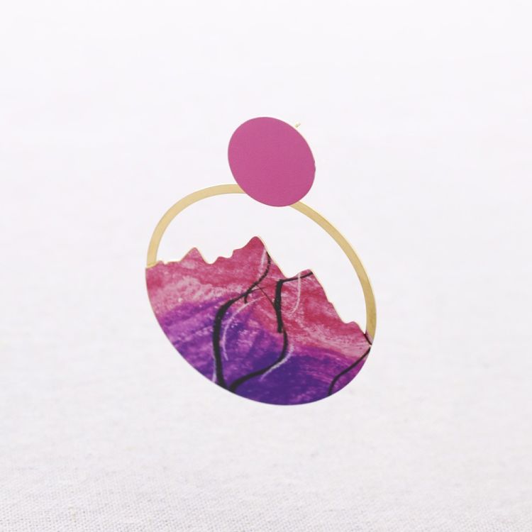 PENDIENTES ACERO COLGANTE MONTAÑA DIBUJO