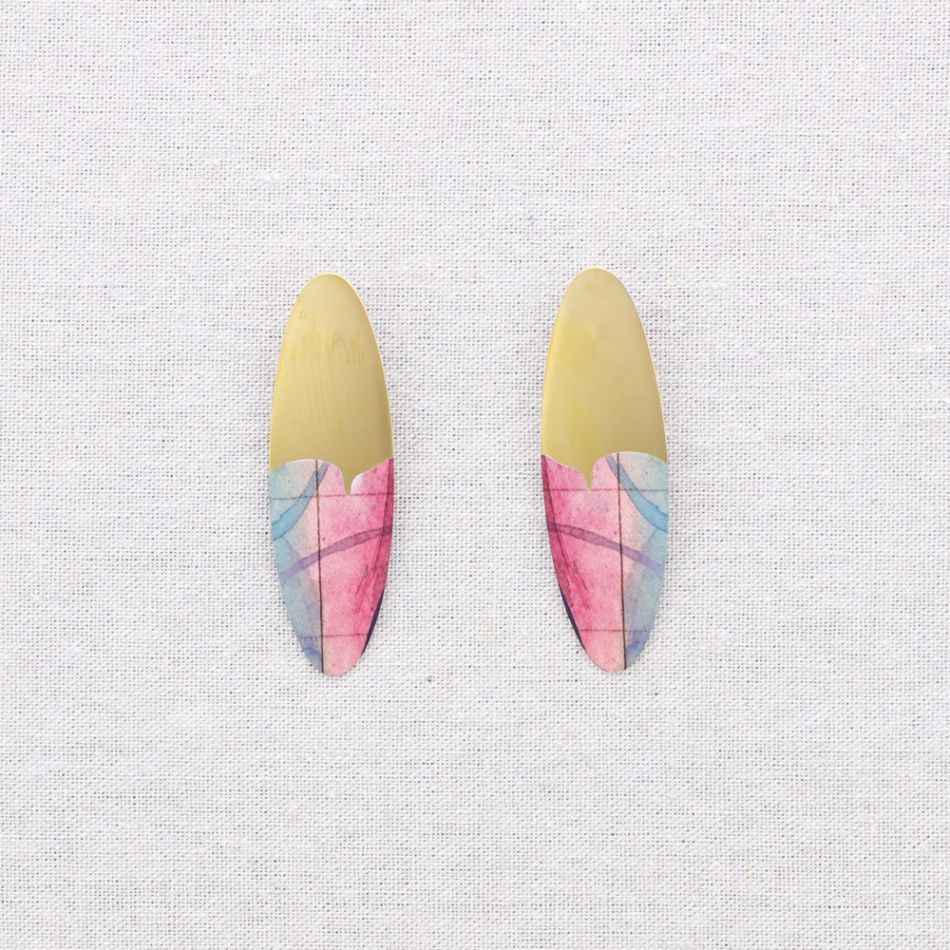 PENDIENTES ACERO OVALADO MEDIO DIBUJO