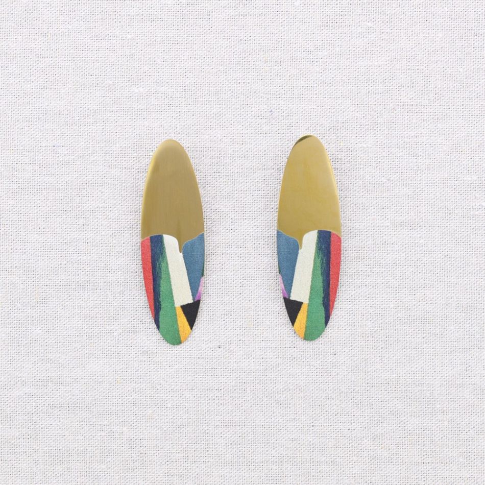 PENDIENTES ACERO OVALADO MEDIO DIBUJO