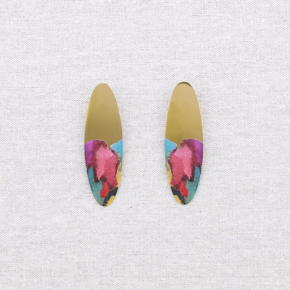 MEDIUM OVAL STEEL EARRINGS DRAWING